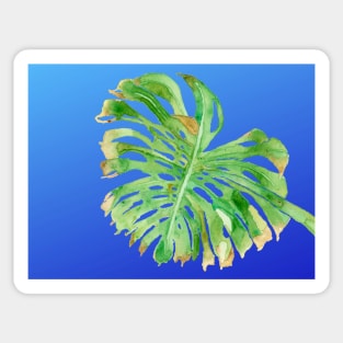 TROPICAL FROND - GREEN LEAF, BLUE SKY - ORIGINAL WATERCOLOR PAINTING OF PALM TREE LEAF Sticker